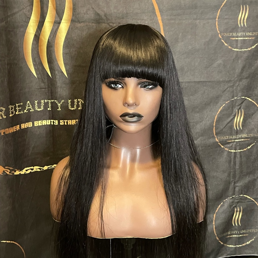 Custom Wig with Bangs. Middle closure on top